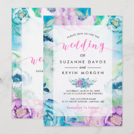 Boho Flowers & Modern WeddingTypography Inbjudningar