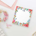 Boho Flowers Monogrammed Anteckningsblock<br><div class="desc">Monogrammat anteckningsblock med initialer på mörk blått och vackra blommor i shock rosa,  korallrött,  orange och blått.</div>