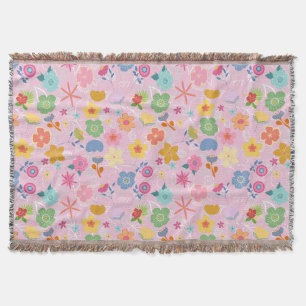 Boho Flowers Mönster B01.w LPink BG Filt