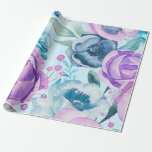 Boho Flowers Mönster Presentpapper<br><div class="desc">Elegant moderna vattenfärger är blommor från mönster. Insamling av boho bröllop.</div>