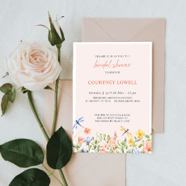 Boho Flowers och Dragonflies Garden Photo Inbjudningar