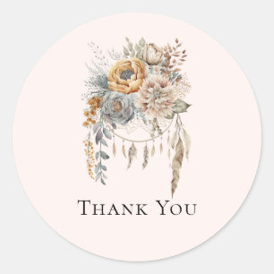 Boho Flowers och Dreamcatcher - Tack Runt Klistermärke
