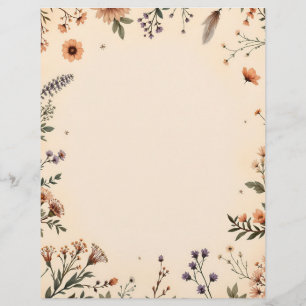 Boho Flowers och Feather Brevhuvud