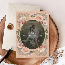 Boho Flowers Photo Save Date Card