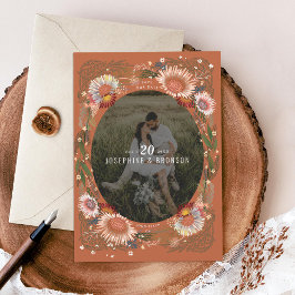 Boho Flowers Photo Save Date Card