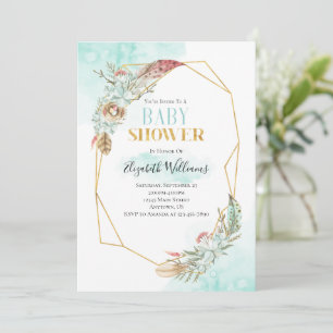 Boho Flowers Ram Baby Shower-inbjudan Inbjudningar