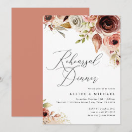 Boho Flowers Rehearsal Dinner, Earthy Blommigt Inbjudningar