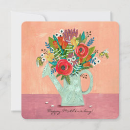 Boho Flowers rosa illustration Kort
