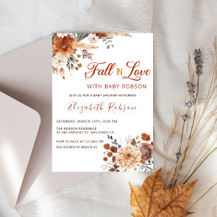 Boho Flowers sjunker i Kärlek Baby Shower-inbjudan Inbjudningar