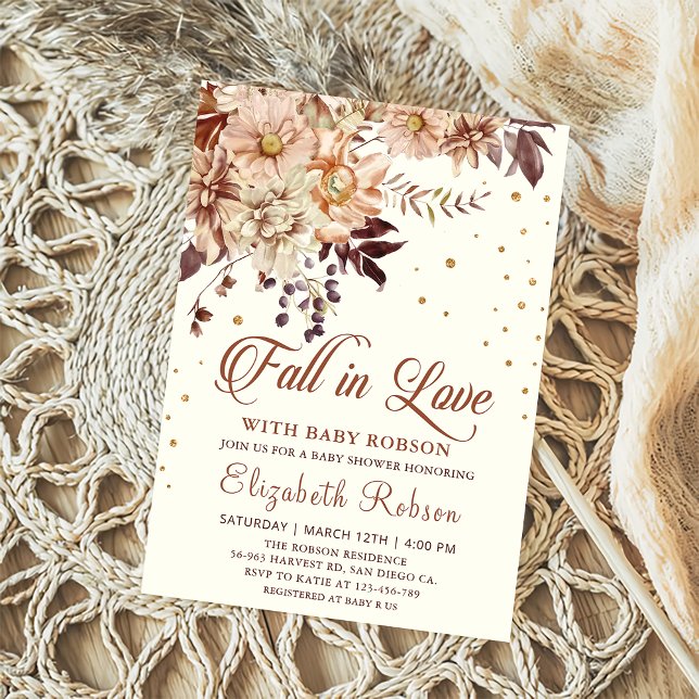 Boho Flowers sjunker i Kärlek Baby Shower-inbjudan Inbjudningar (Skapare uppladdad)