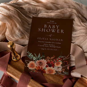 Boho Flowers sjunker sommarhösten Babydusch Inbjudningar