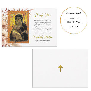 Boho Flowers Theotokos från Vladimir Icon Funeral Tack Kort