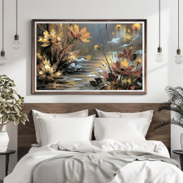 Boho Flowers Wall Art i Brown och Guld Poster