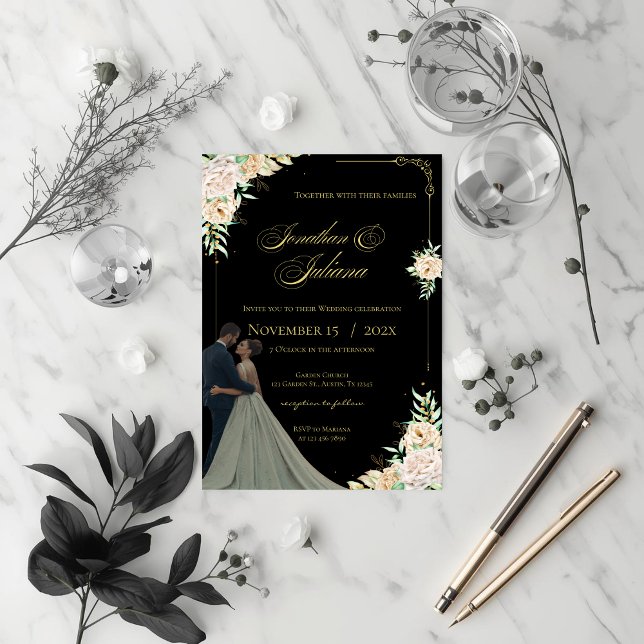 Boho Flowers Wedding Invitation Inbjudningar (Skapare uppladdad)