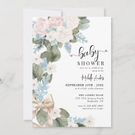 Boho Flowers Winter Watercolor Baby Shower Inbjudningar