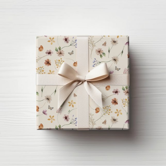 Boho Flowers Wrapping Papper Presentpapper (Boho Flowers Wrapping Paper
)