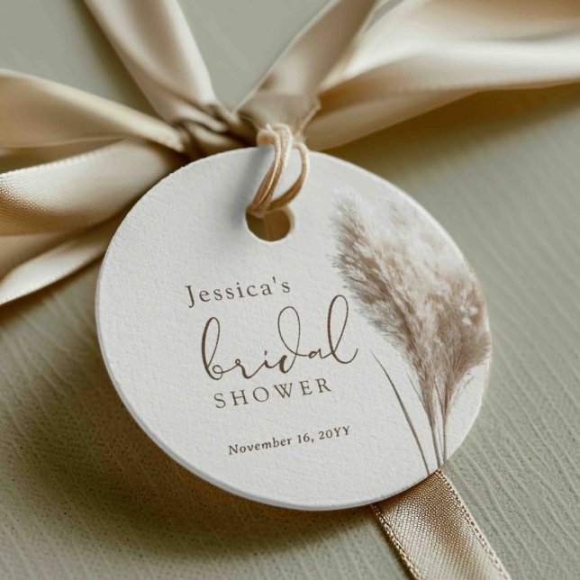 Boho Fluffig Pampasgräs Bröllopsfest Gåvor Etiketter (Skapare uppladdad)