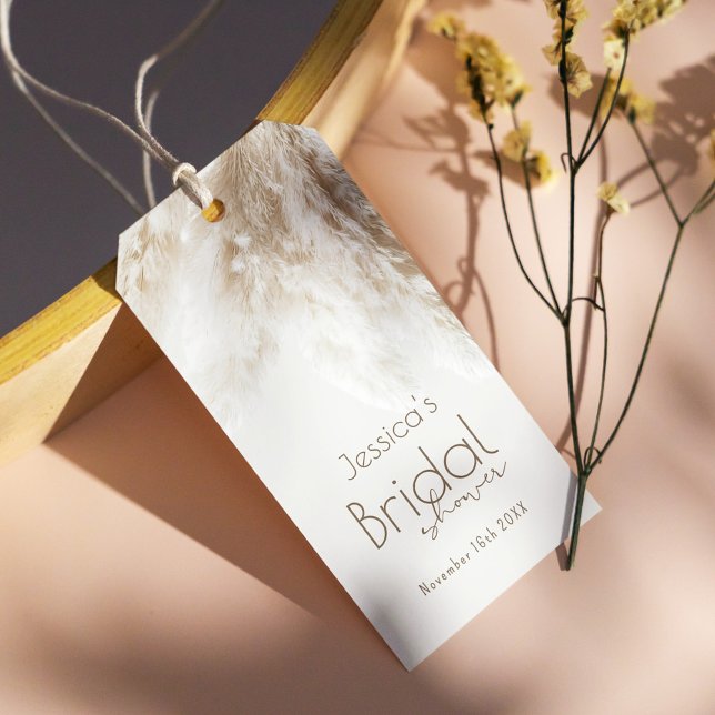 Boho Fluffig Pampasgräs Bröllopsfest Tack Presentetikett (Skapare uppladdad)