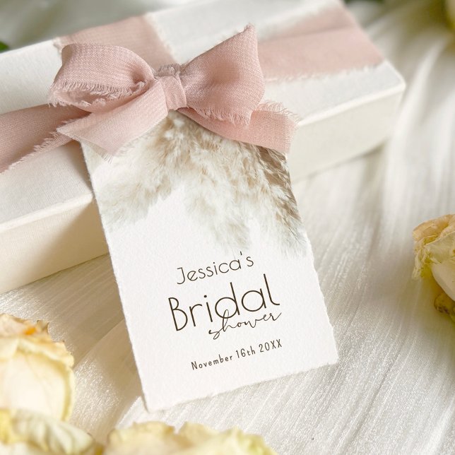 Boho Fluffig Pampasgräs Bröllopskalas Tacksamhet Presentetikett (Skapare uppladdad)