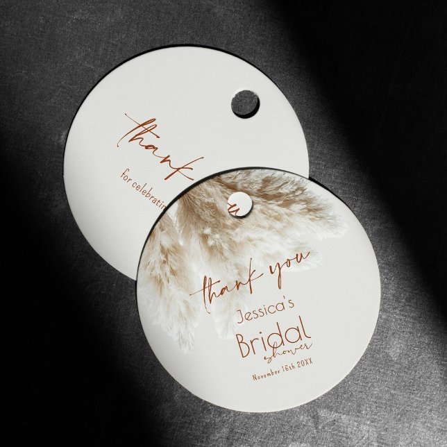 Boho Fluffy Pampas Grass Möhippa Tack Gåvor Etiketter (Skapare uppladdad)