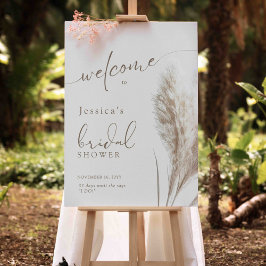 Boho Fluffy Pampas Grass Möhippa Välkommen Poster