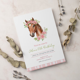 Boho Födelsedagsfest med Garland Horse Inbjudningar