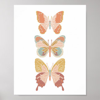 Boho fold Butterfly Butterflies Girl Nursery Art Poster
