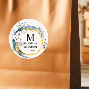 BOHO Foliage Bröllop Tack Sticker Runt Klistermärke