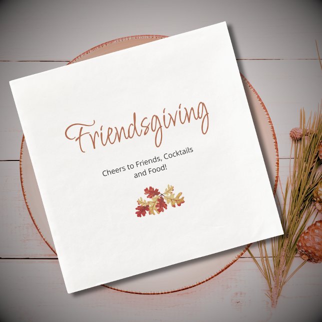 Boho Foliage Friendsgiving Modern Thanksgiving Pappersservett (Skapare uppladdad)