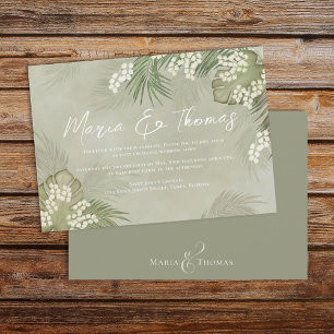 Boho Foliage Watercolor Tropical Handflatan Löv Inbjudningar