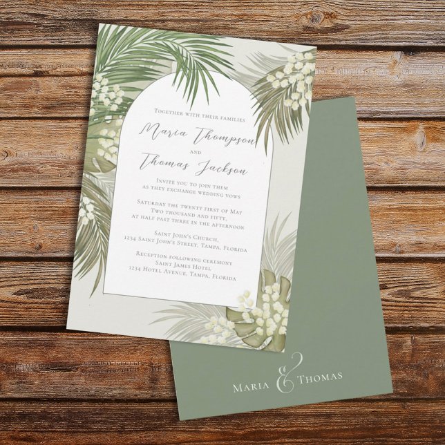 Boho Foliage Watercolor Tropical Handflatan Löv Inbjudningar (Skapare uppladdad)