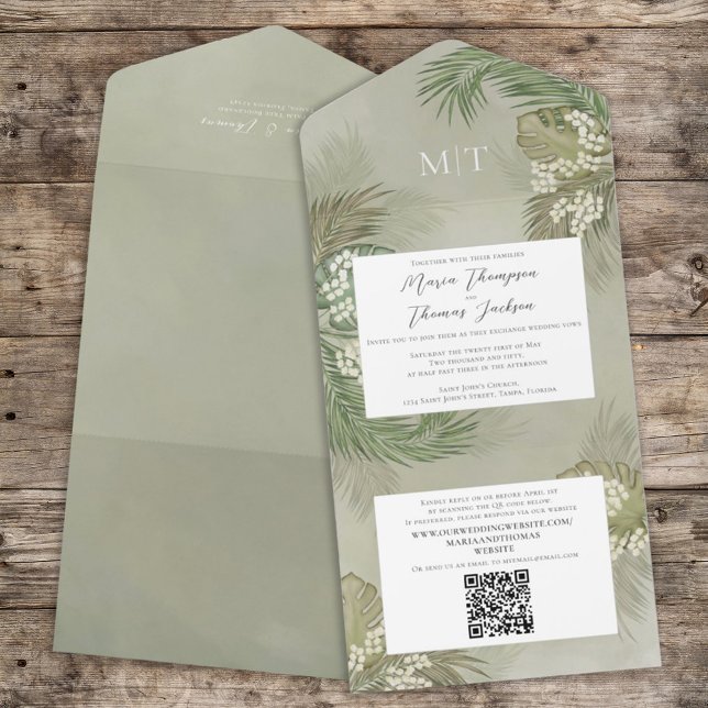 Boho Foliage Watercolor Tropisk Budget QR-kod (Skapare uppladdad)