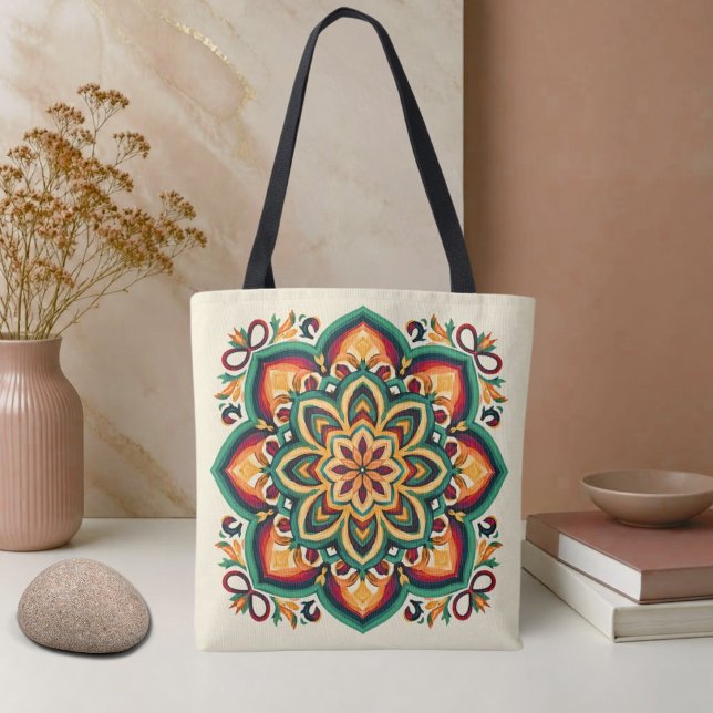 Boho Folk Art Blomma Tygkasse (Skapare uppladdad)