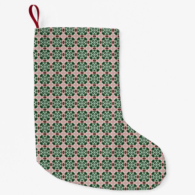 Boho Folk Art Eclectic Retro jul Mönster Liten Julstrumpa (Framsidan)