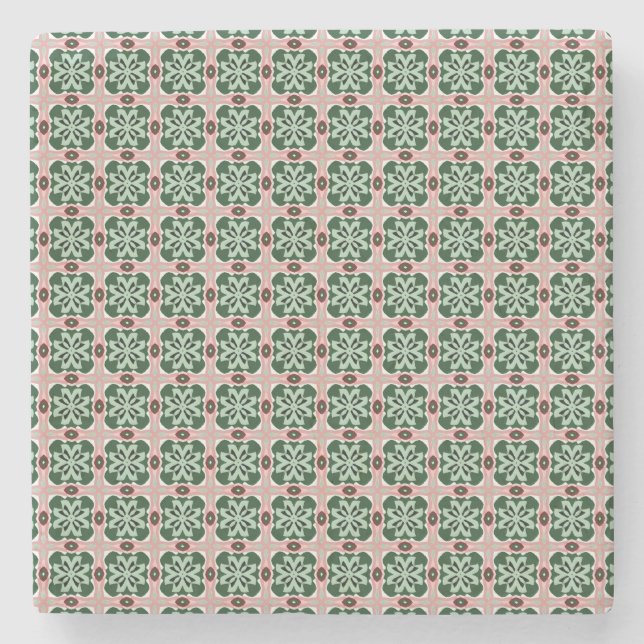 Boho Folk Art Eklektisk Retro Julmönster Stenunderlägg (Framsidan)