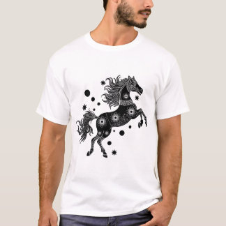 Boho Folk Art Häst T-Shirt