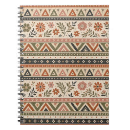 Boho Folk Blommig Geometrisk Sömlös Mönster Anteckningsbok