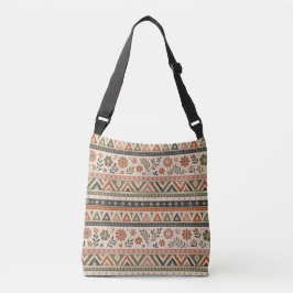 Boho Folk Blommig Geometrisk Sömlös Mönster Axelväska