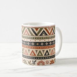 Boho Folk Blommig Geometrisk Sömlös Mönster Kaffemugg