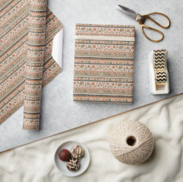 Boho Folk Blommig Geometrisk Sömlös Mönster Presentpapper