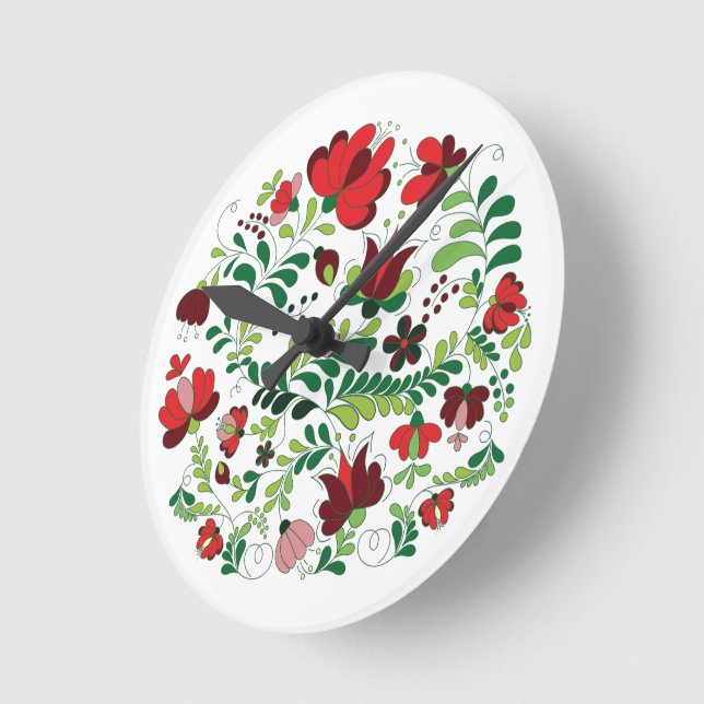 Boho Folk Blommig Matyo  Rund Klocka (Vinkel)