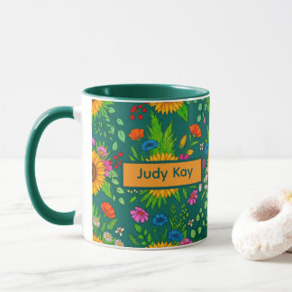 Boho Folk Blommor Elegant Gåva Mugg