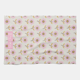 Boho Folk Cross Stitch Floral Kitchen Towel Kökshandduk