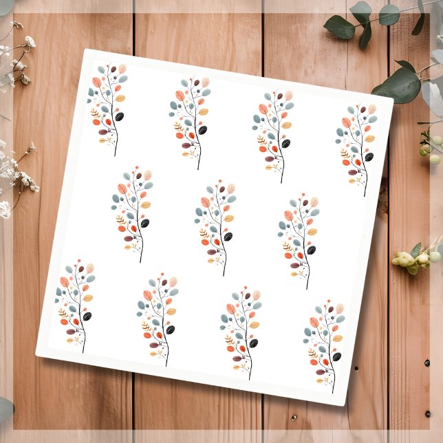 Boho Folk Fall Hösthösten Löv Thanksgiving Pappersservett (Skapare uppladdad)