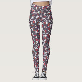 Boho Folk Hearts Mönsterplattor Leggings