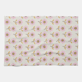 Boho Folk Kor Stitch Blommigt Kitchen Towel Kökshandduk