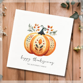 Boho Folk Pumpkin Thanksgiving Pappersservett