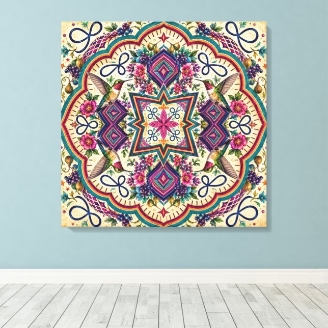 Boho Folk Väggkonst  Canvastryck (Insitu (trägolv))