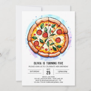 Boho Foodie Pizza Birthday Inbjudningar