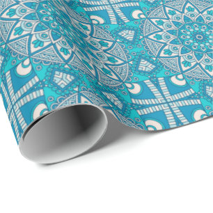 Boho för elegant blom- turkos vitral mönster presentpapper
